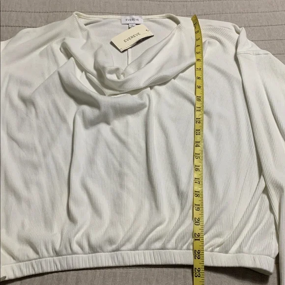 Evereve Women’s Paige Draped Ribbed White Large Long Sleeve Top Lagenlook Quiet - Picture 11 of 13